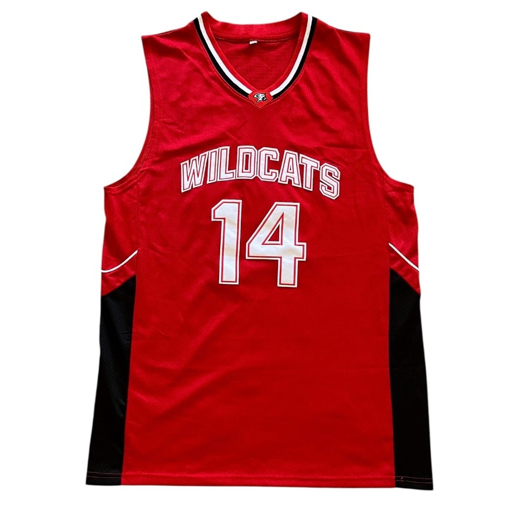 High School Musical Troy Bolton Wildcats Red Basketball Jersey #14 Mens Size XXL